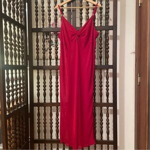 CACIQUE Red Semi-Sheer Keyhole Bias Maxi Slip Dress Nightgown Plus Size 22/24